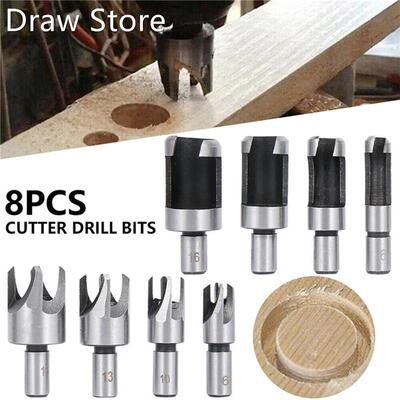 8pcs Wood Plug Hole Cutter Chamfered Plug Cutter Drill Bits