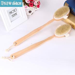 Long Wooden Handle Bath Body Brush Removable Bristle Exfolia