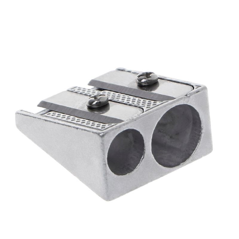 Metal Bevelled Double Hole Pencil Sharpener School Office Sh