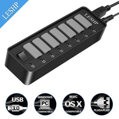 LESHP 7 Ports USB 3.0 Hub High Speed 5Gbps USB 3.0 Data Hub