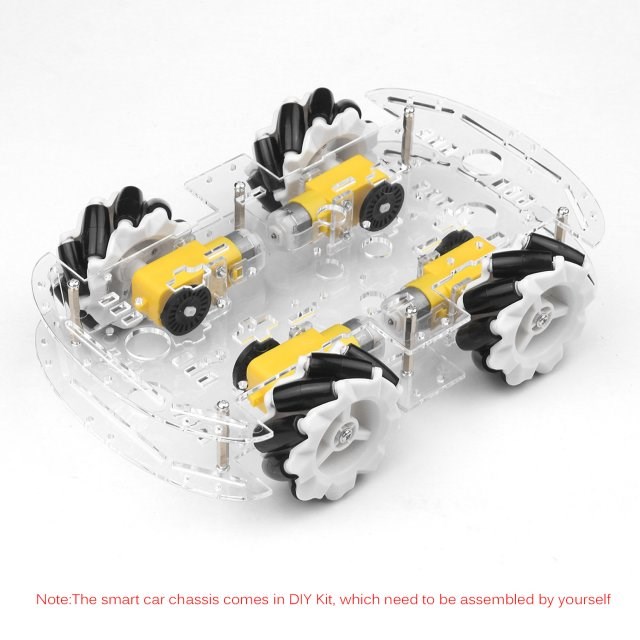 4WD Smart Car Chassis DIY Kit Omni-mobile Dual Layer Platfor