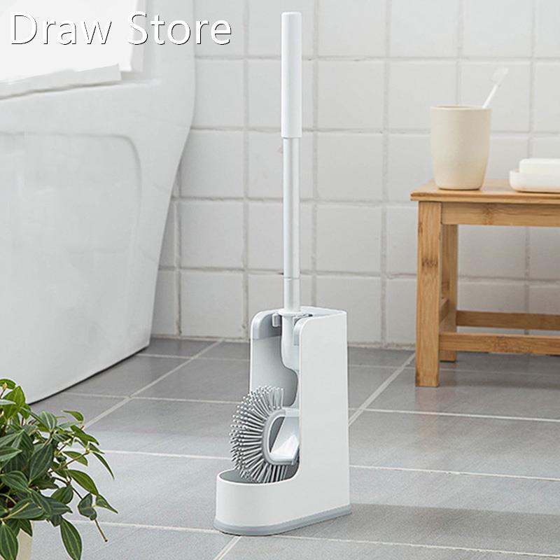 Silicone Toilet Brush With Holder Set Plastic Toilet Bowl Br