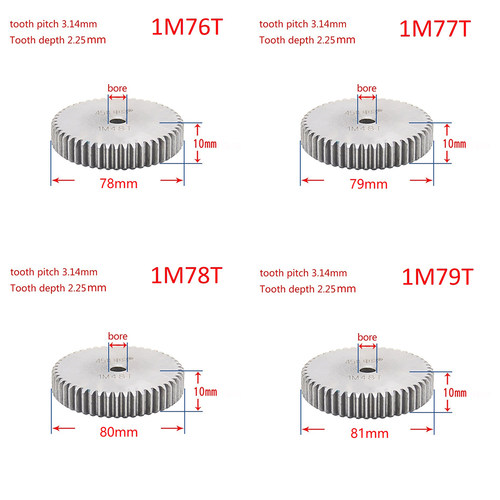 1PCS 1Modulus 76-95 Teeth Spur Gear Metal Gear 45# Steel Thi