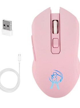 Pink Silent LED Optical Game Mice 1600DPI 2.4G USB Wireless