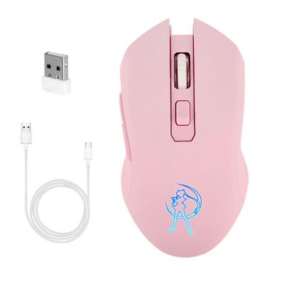 Pink Silent LED Optical Game Mice 1600DPI 2.4G USB Wireless