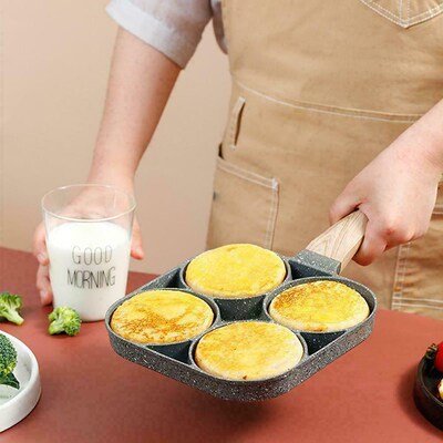 4 Hole Omelet Pan 适用于 Burger Eggs Ham PanCake Maker Fryin