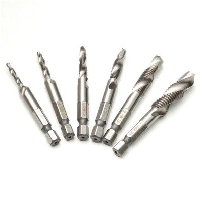 ZENHOSIT M3-M10 HSS Tap Drill Bit Tap Countersink Deburr 6PC