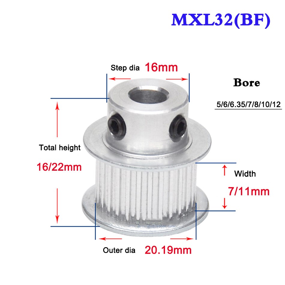 1Pcs MXL 32 Tooth - 40 Tooth Convex Synchronous Wheel Timing