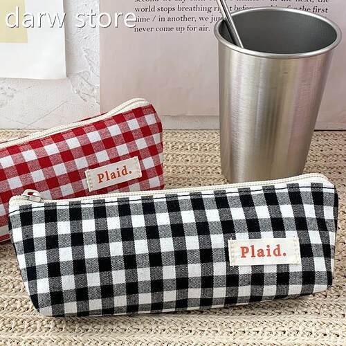Plai Pencil Bahg Pen Case Fabric Mae Bdasdic Color 1Ceck Sto