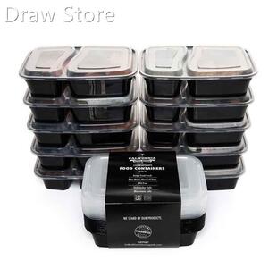10 Pcs Plastic Reusable Bento Box Meal Storage Food Prep Lun