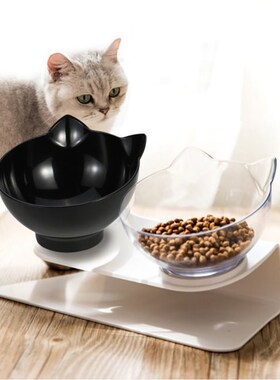 Non-slip Cat Bowls Double Bowls Raised Stand Protection Cerv