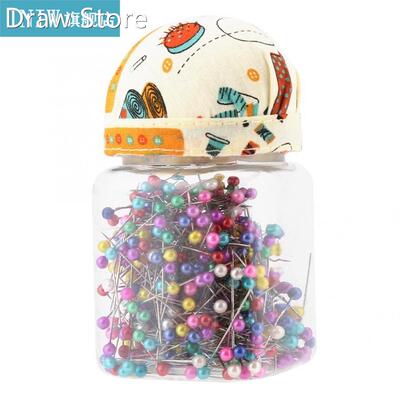 500Pcs Beads Needles Quilting Pins in Orange Fabric Covered