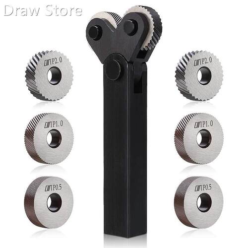 7PCS Knurling Tool 0.5/1/2mm Diagonal Dual Wheel Linear Knur