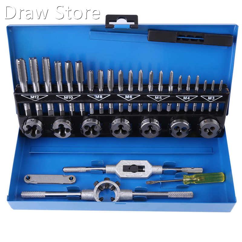 32pcs Thread Tap M3-M12 Coarse Pitch Alloy Steel Tap and Die