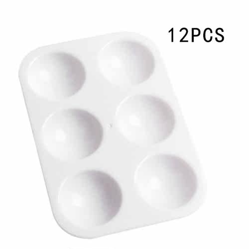 12Pcs Paint Palettes White 6 Well Rectangular Watercolor Pal