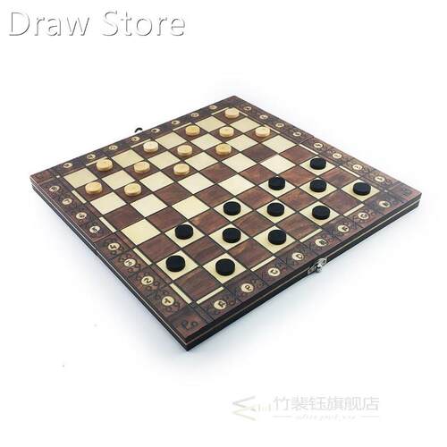 Super Magnetic Wooden Chess Backgammon Checkers 3 in 1 Chess