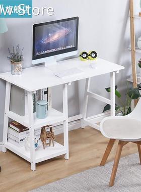 Workstation Study White Two Shelves Table Multi-purpose Work