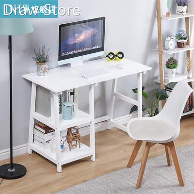 Workstation Study White Two Shelves Table Multi-purpose Work