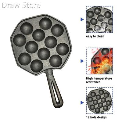 12 Holes Easy To Clean DIY Takoyaki Pan Octopus Balls Baking