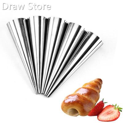 6Pcs/set Stainless Steel Spiral Croissants Molds Conical Tub