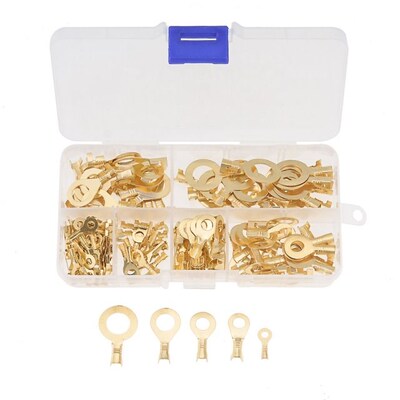 150PCS/SET Ring Type Gold Terminals Golden Brass Non-insulat