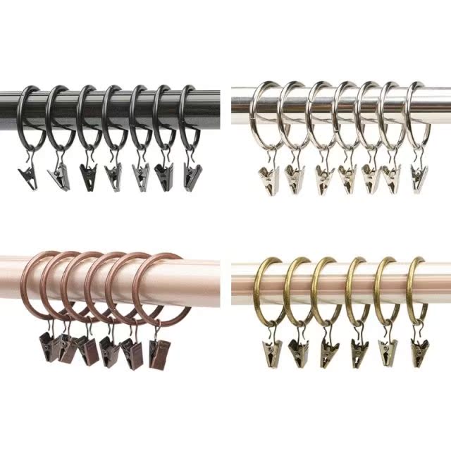 20 Pcs Shower Curtain Rings with Clips and Eyelets Metal Cur