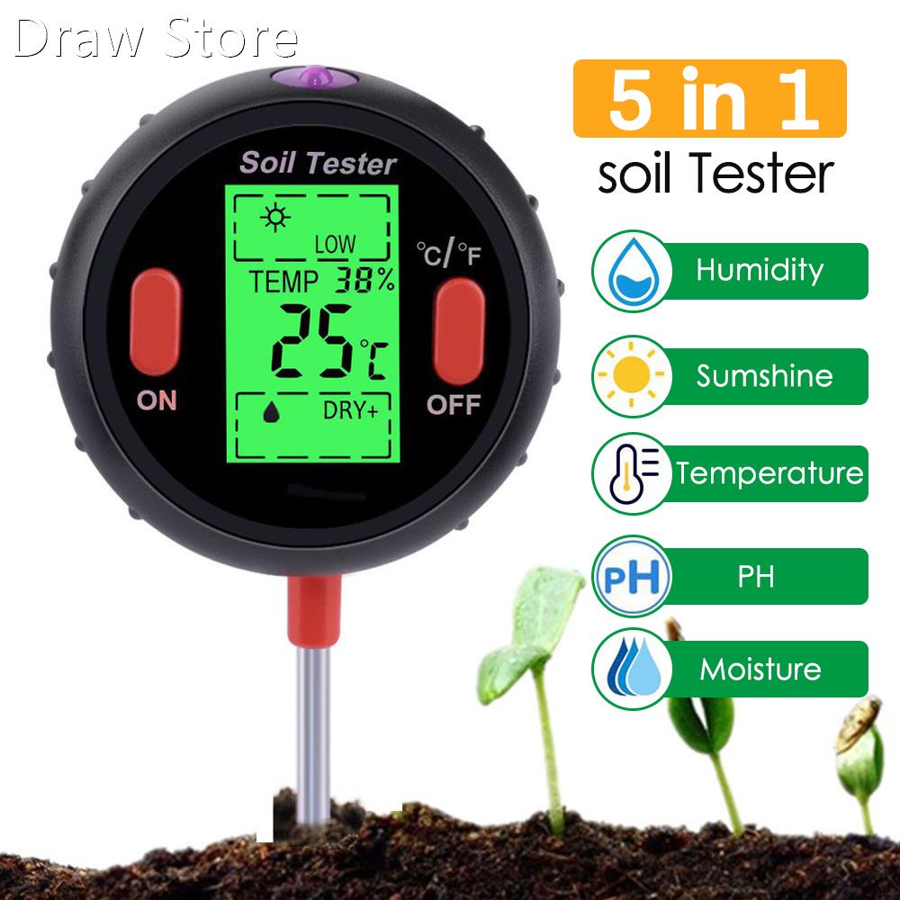 5-in-1 Digital Soil PH Meter Moisture Meter PH Levels Temper