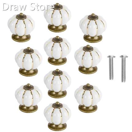 10Pcs Ceramic Door Knobs Vintage Pumpkin Cabinet Drawer Pull