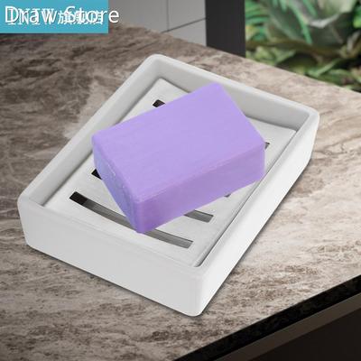 Bathroom Kitchen Stainless Steel Soap Case Holder Ceramic St