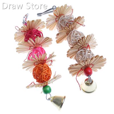Colorful Parrot Chew Strands Bite Teeth Griiding Ball Bell A