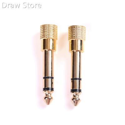 2Pcs 6.5mm to 3.5mm Jack Plus Male to Female Stereo Headphon