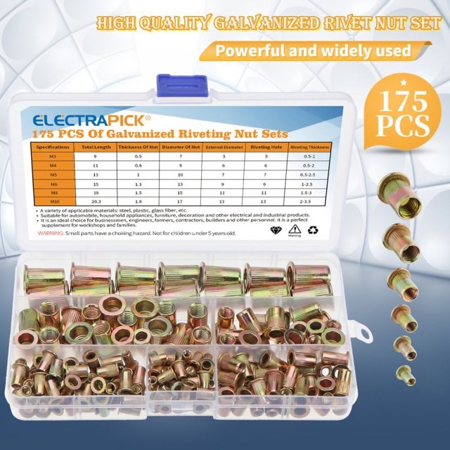 175/150/93/60pcs Carbon Steel Rivet Nuts M3 M4 M6 M8 M10 Riv