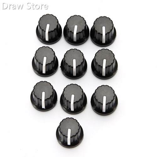 10pcs Black Volume Control Potentiometer Knob Cap Plastic
