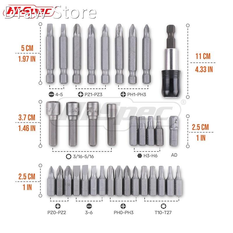 34pc Screwdriver Bit Nut Driver Set Magnetic Bit Holder Scre