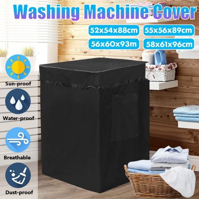 Washing Machine Cover Dustproof Waterproof Black Oxford Clot