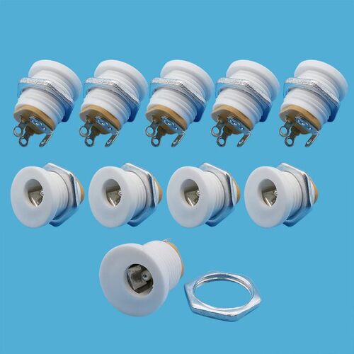 2/5/10Pcs White DC-022 5.5x2.1mm DC Power Female Jack Round