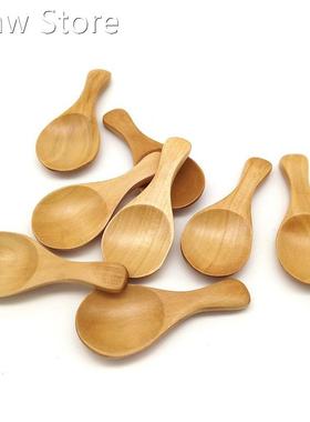 8Pcs Small Wooden Salt Spoon Solid Wood Condiments Spoon Han