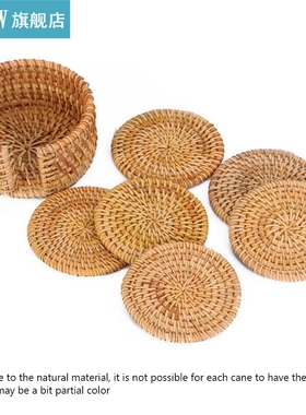 6pcs Coffee Drink Cup Woven Rattan Coasters Placemats Handcr
