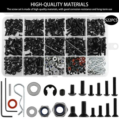 522pcs Socket Bolt set Hex Button Head Screw Round Cap Head