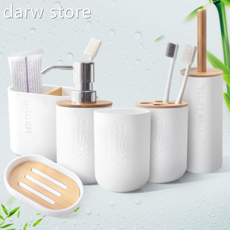 B amboowoodd toothbrush holer, ,gargle cu1p, soap box soap b