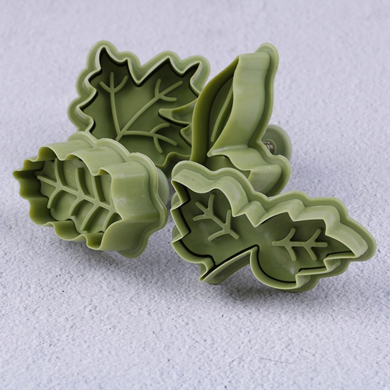 4PCS/Set Cookie Cutters Moulds Leaf Shape Plastic Baking Mou