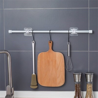 2pcs Nail Free Adjustable Curtain Rod Holder Clamp Hooks Rod