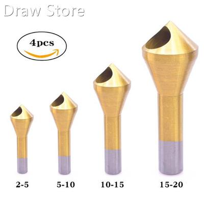 4Pcs Countersink Deburring Bit Set HSS Titanium Coated Chamf