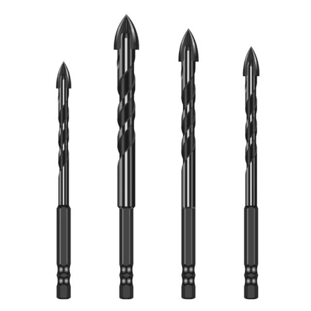Hexagonal Handle Cross Alloy Ceramic Four-blade Drill Wall C