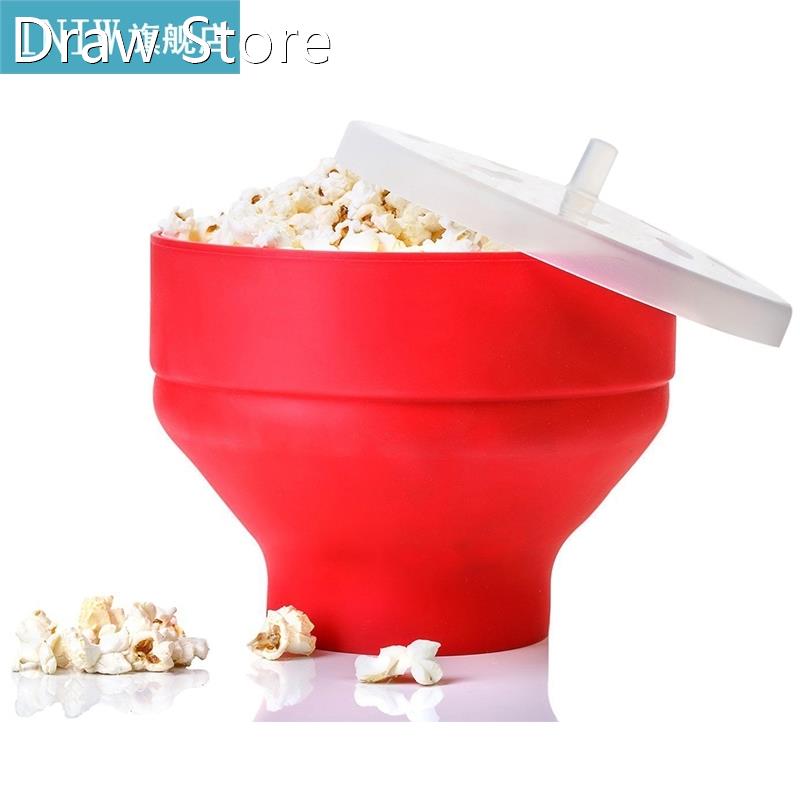 Microwave Popcorn Maker Silicone Popcorn Bucket Bowl With Li