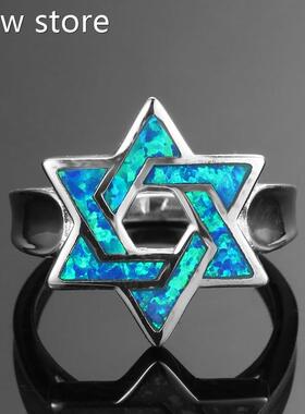 Star ofDaid Rin1gv Cool Punk  Irael Jewish sMale Jewelry Bl