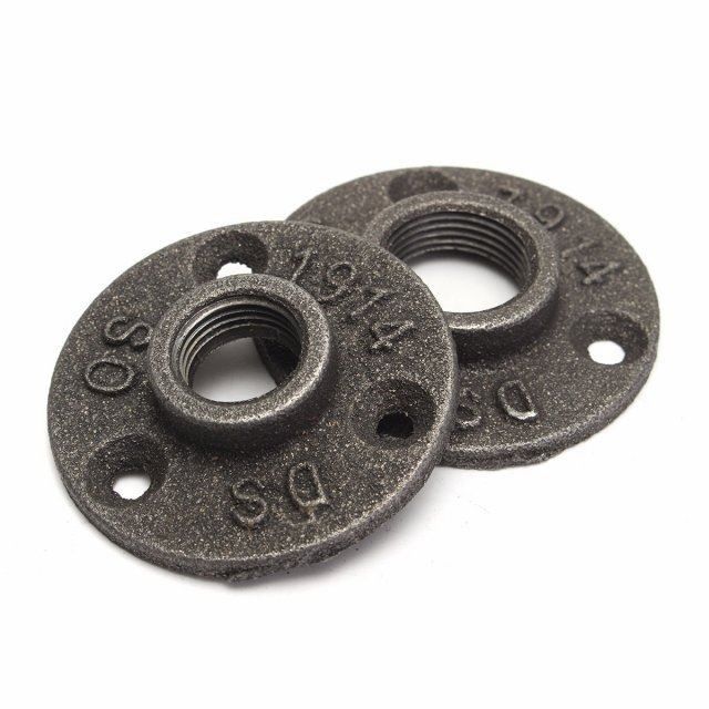 1pcs black decorative malleable iron floor/wall flange malle
