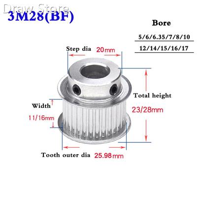 1Pcs 3M28 Tooth Synchronous Wheel Timing Belt Pulley Aluminu