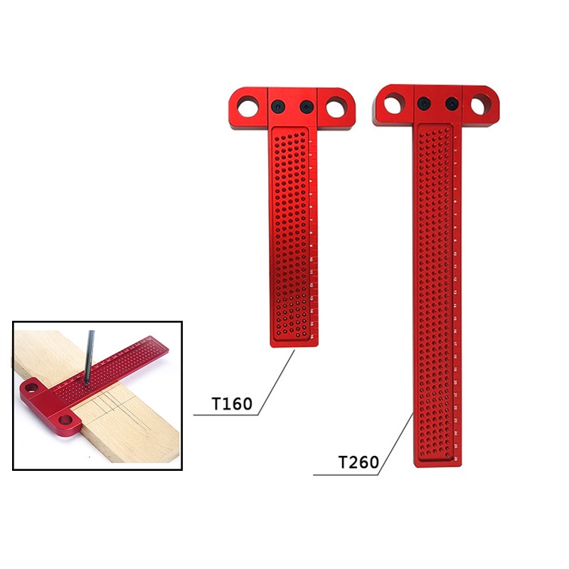 Woodworking Scriber T-Type Ruler Hole Scribing Gauge Aluminu