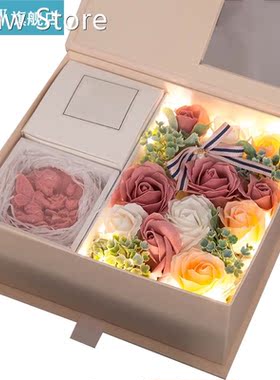 Flowers Box Necklace Jewelry Holder Paper box Faux Rose Flow